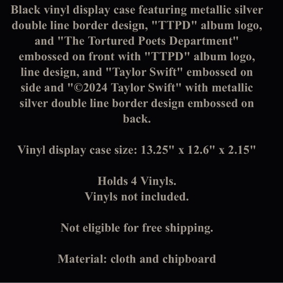 NEW ❤️ The Tortured Poets Department TTPD Vinyl Display Case - Taylor Swift - Picture 4 of 6